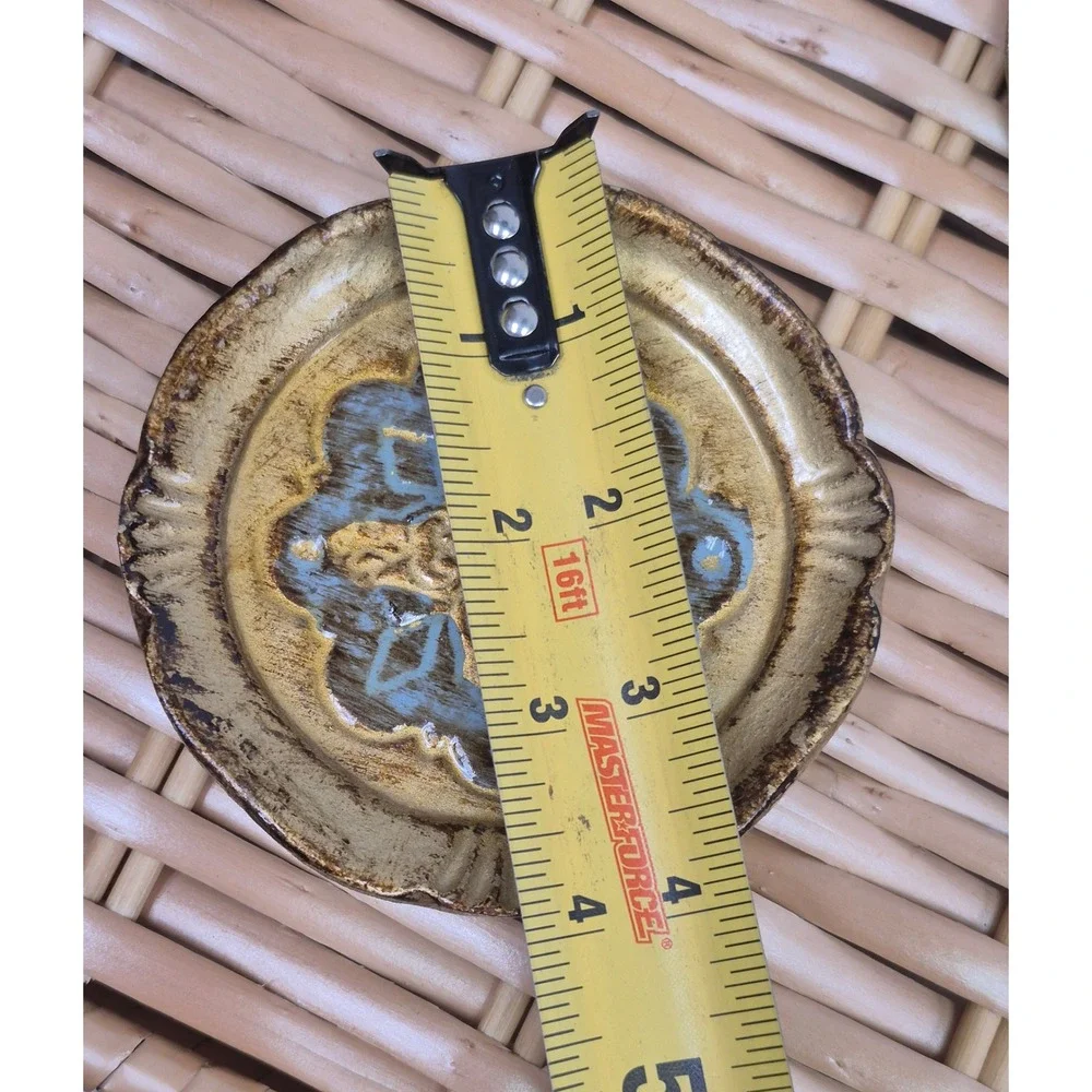 Vintage Florentine Gold Blue Embossed Wood Trivets Set of 6 Italian Wall Decor